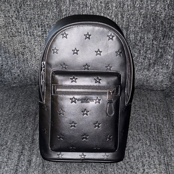 Coach West Pack Bag with Star Print Smooth Calf Leather in Gunmetal/Black NWT - Picture 5 of 16